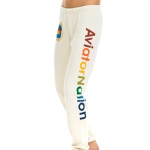 AVIATOR NATION Sweatpants Vintage White Size L